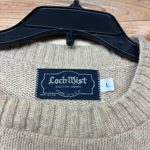 Vintage Loch Mist Wool Sweater Mens Large Brown Tan Crewneck Pullover USA Made - Picture 4 of 14